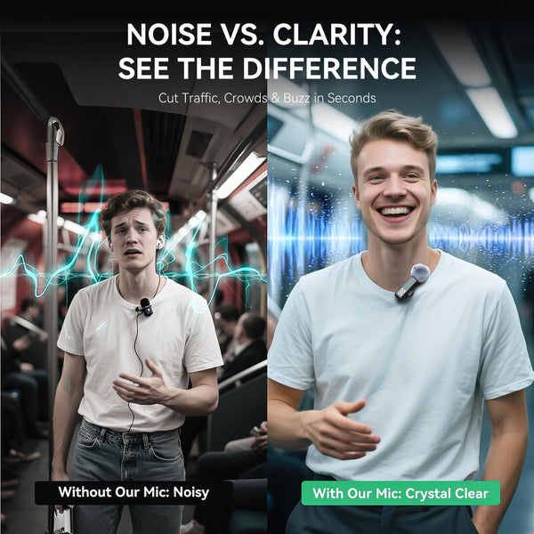 Wireless Lavalier Microphone with LED Display, Lavalier Microphones Clip on Mic With Noise Reduction, for Video Recording, Tiktok, Youtube, Vlog Podcast Content Creator, for Android and iPhone,（Black）