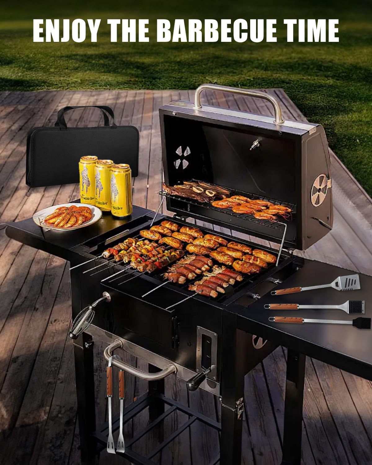 KALAHOL 7-in-1 BBQ Tools Set Extra Thick Stainless Steel Grill Tool Set with Storage Bag, Premium Complete Outdoor BBQ Utensils Set Professional Barbecue Accessories BBQ Kit for Men and Women Gift