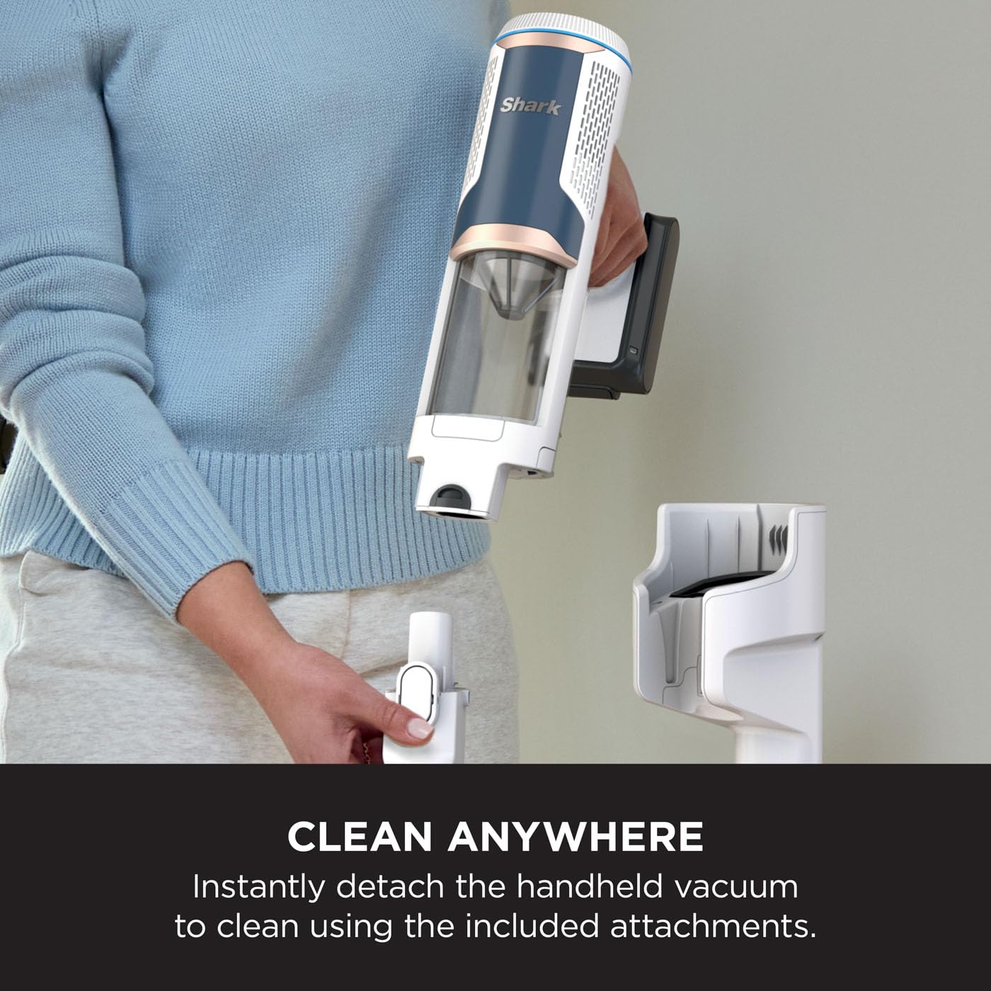 Shark PowerDetect Cordless Vacuum Cleaner, DuoClean Detect, Reverse Clean, Anti Hair Wrap Plus, Lightweight, 70 Min Runtime, Pet, Crevice & Multi-Surface Tools, Flexible, Handheld Mode, Grey IP1251UKT