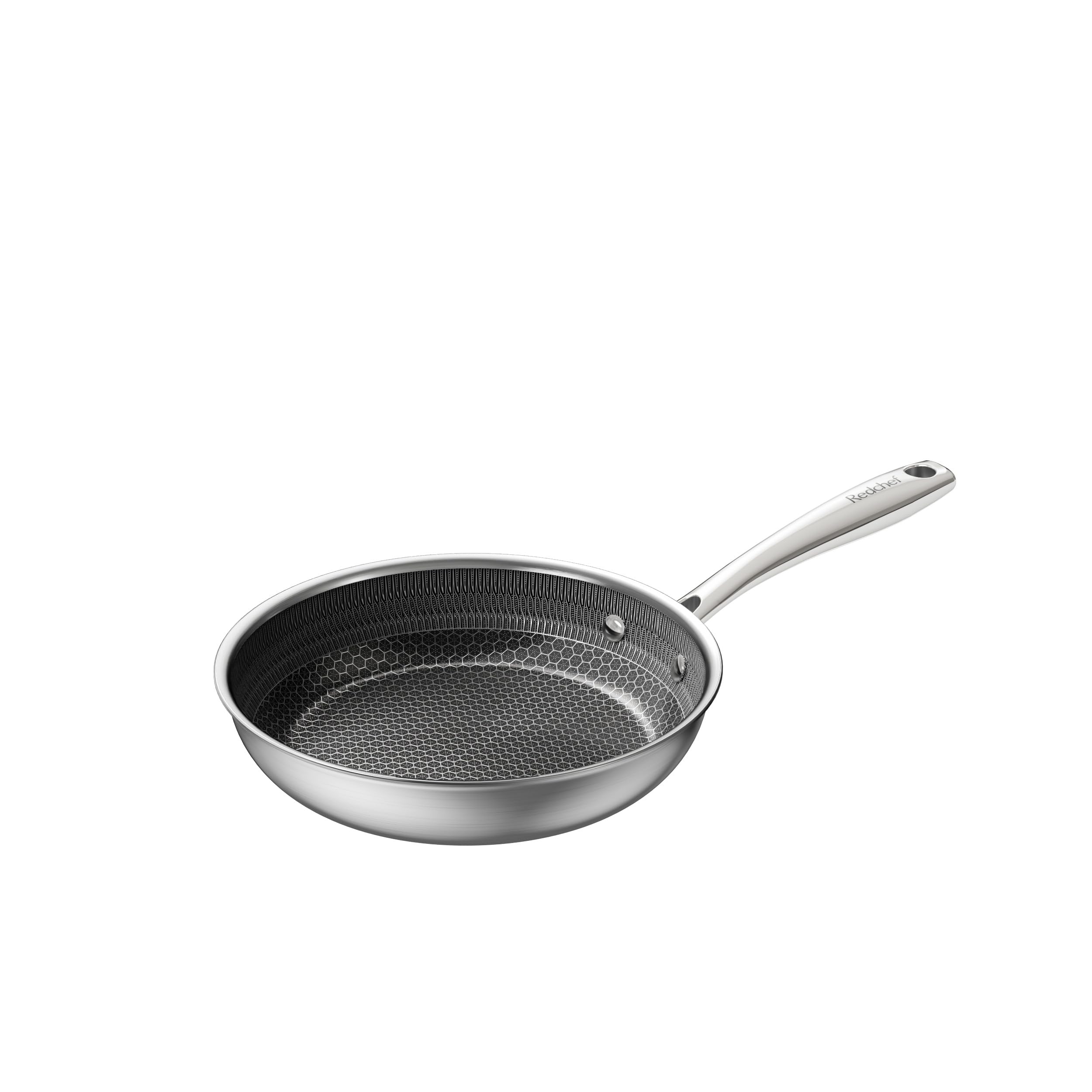 Redchef Non Stick Hybrid Egg/Omelette Pan,20cm Ceramic Frying Pan,Tri-Ply Stainless Steel Skillet,Non Toxic,PFAS PFOA/PTFE Free,Dishwasher/Oven Safe,Suitable for Induction Hobs,8"(Beige)