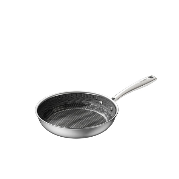 Redchef Non Stick Hybrid Egg/Omelette Pan,20cm Ceramic Frying Pan,Tri-Ply Stainless Steel Skillet,Non Toxic,PFAS PFOA/PTFE Free,Dishwasher/Oven Safe,Suitable for Induction Hobs,8"(Beige)