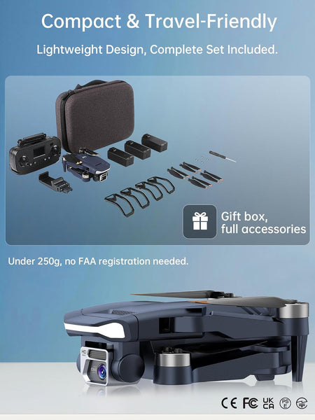 2650 ft Control Range Super Enduring Brushless Motor Drone with 84 Mins Super Long Flight Time, Drone with 4K HD Camera for Beginners, CHUBORY A77 WiFi Quadcopter, Follow Me, Auto Hover, 3 Batteries