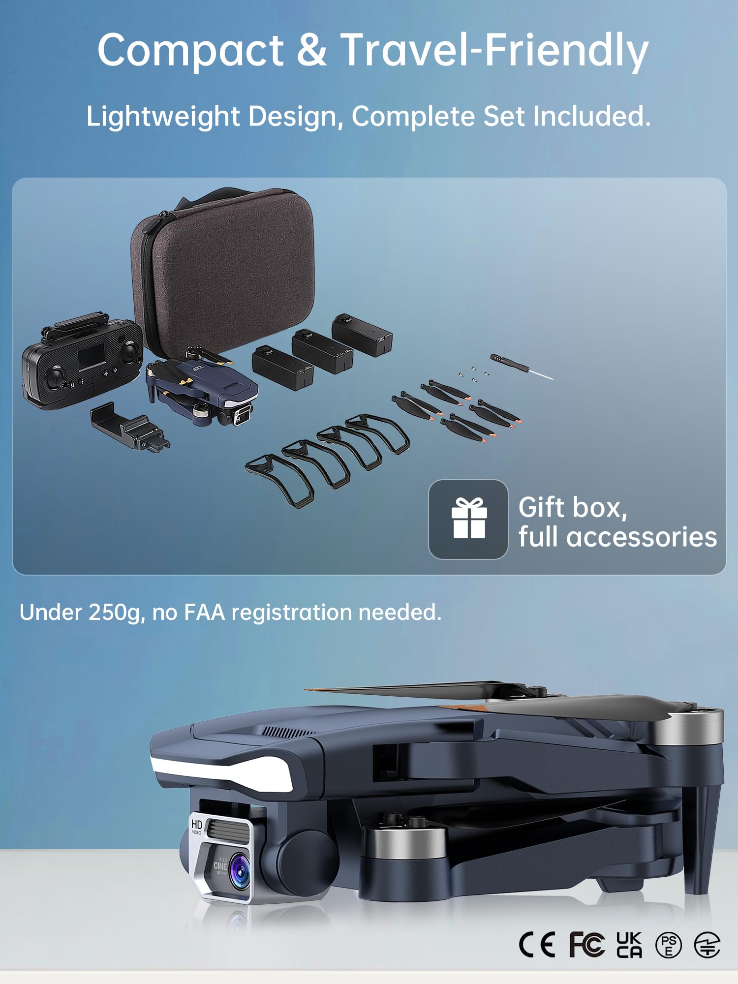 2650 ft Control Range Super Endurance Foldable Drone with Camera for Beginners–60+ min Flight Time, WiFi Quadcopter with 4K HD Camera, Brushless Motor, Auto Hover, Follow Me (3 Batteries)