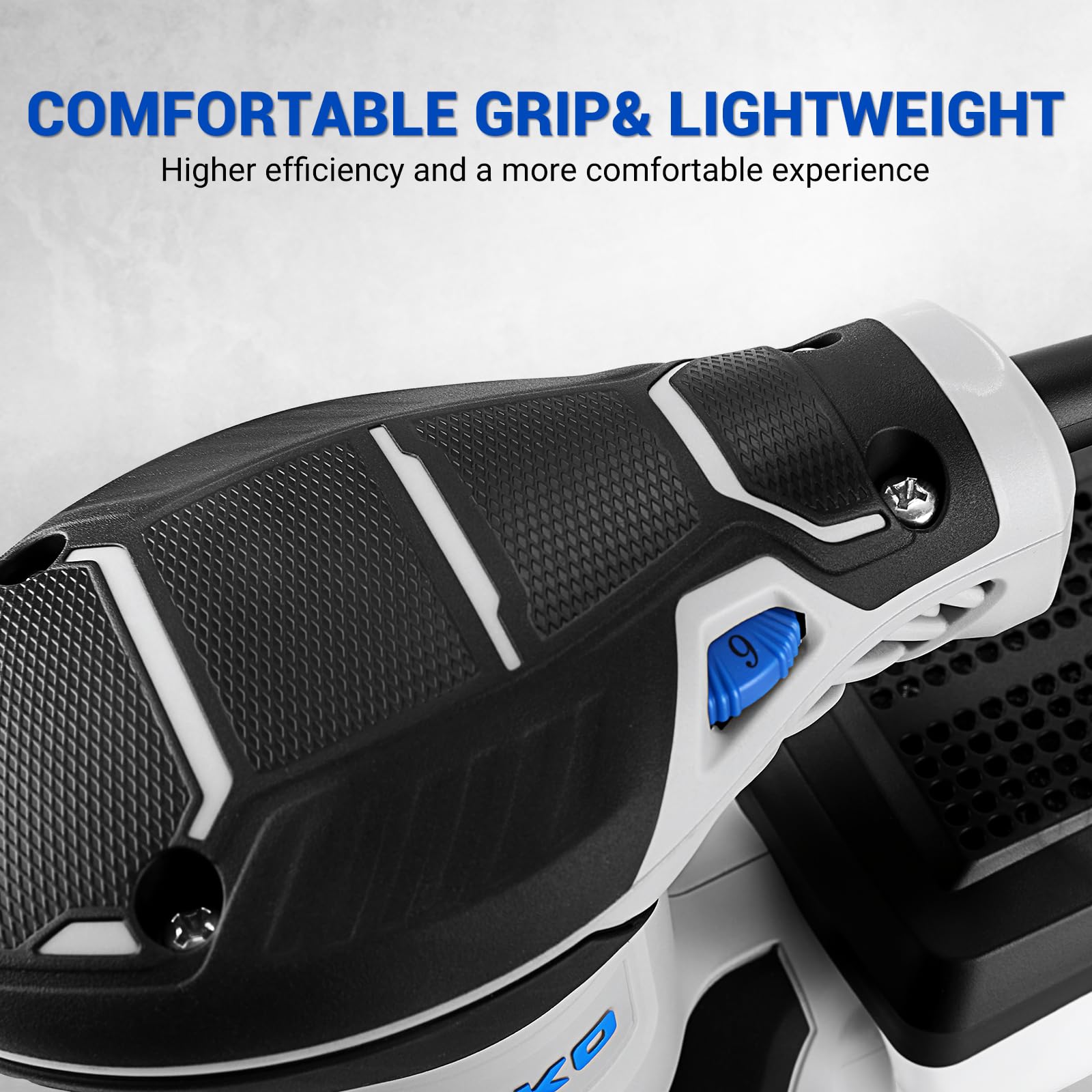 DEKOPRO Random Orbit Sander 300W with 16Pcs Sandpapers, 6 Variable Speed 14000RPM, 125MM Hand Electric Tool, High Performance Dust Collection System, Fit for Woodworking/Sanding