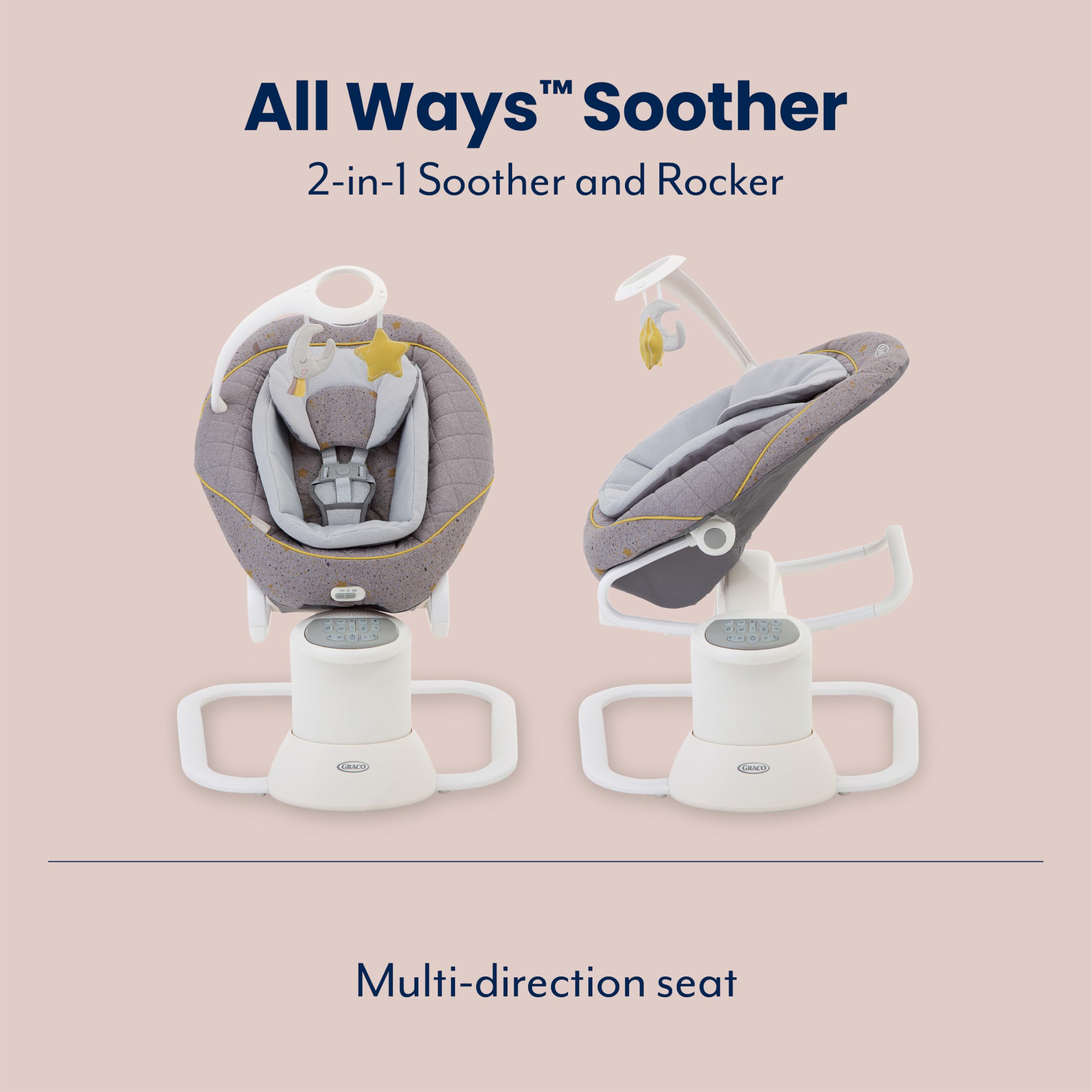 Graco All Ways Soother 2-in-1 Baby Swing and Portable Rocker (Birth to 6 Months Approx, 0-9kg), with Vibration and Adjustable Swing Speed, Stargazer