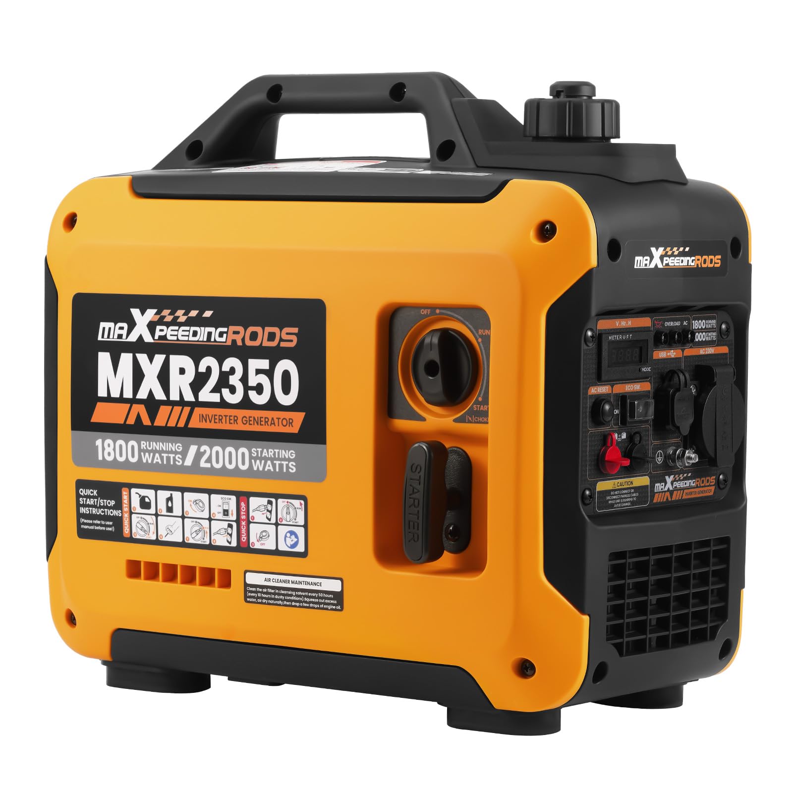 maXpeedingrods 3500W Portable Inverter Generator Petrol Silent, 4 Stroke Sine Wave Generator, Compact and Lightweight for Camping, RV Travel,Home