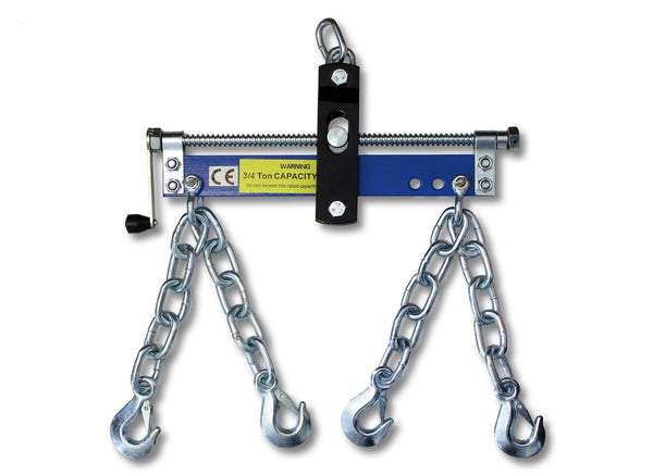 WilTec Solid Steel Engine Load Leveller - 750kg Max, Easy To Connect To Workshop Crane & Engine Stand, Includes four Chains with Safety Hooks