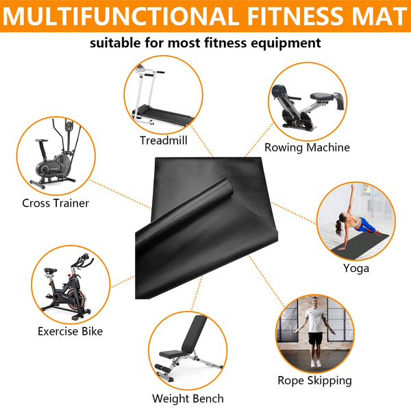 Treadmill Mat Floor Protector, Fitness Equipment and Exercise Mat, Non-slip Shock Resistant Floor Protector Mat for Treadmills, Cycles, Rowers, Cross