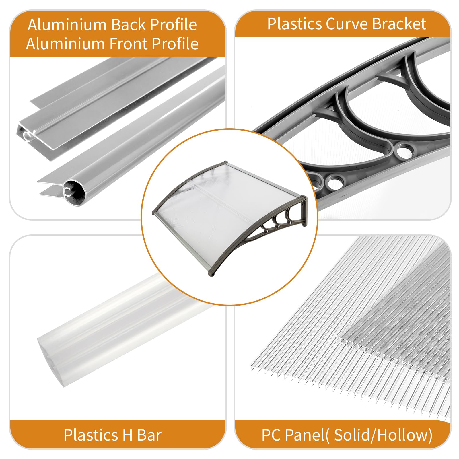 Outopee Door Canopy Awning, 120 x 80 cm Window Garden Front Door Canopy for Outdoor Shelter, Window Porch Shade, Patio Roof Cover, Black