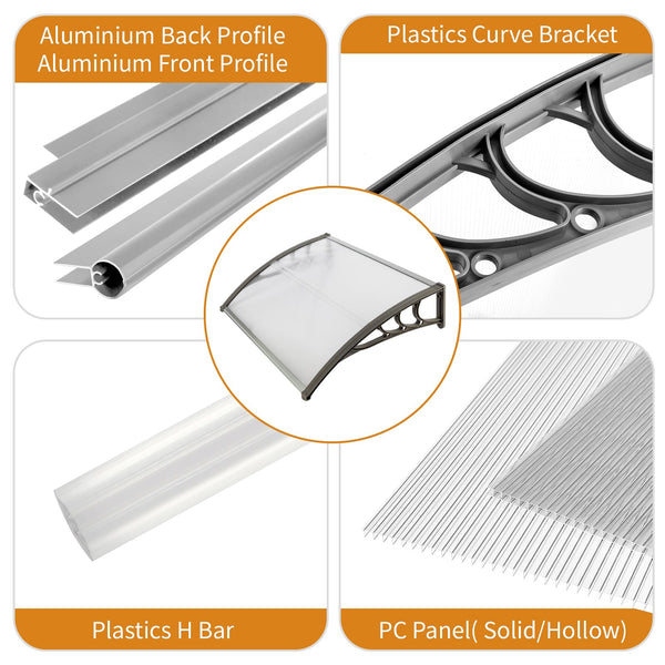 Outopee Door Canopy Awning, 120 x 80 cm Window Garden Front Door Canopy for Outdoor Shelter, Window Porch Shade, Patio Roof Cover, Black