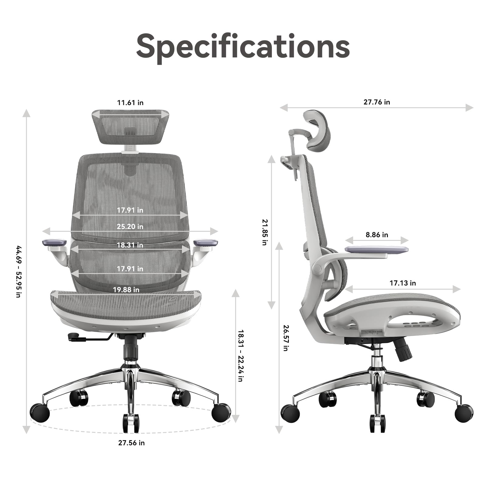 SIHOO M59AS Ergonomic Office Chair, Desk Chair with 3D Coordinated Flip-up Armrests, Computer Chair with Dual Back Design and Adaptive Dynamic Lumbar
