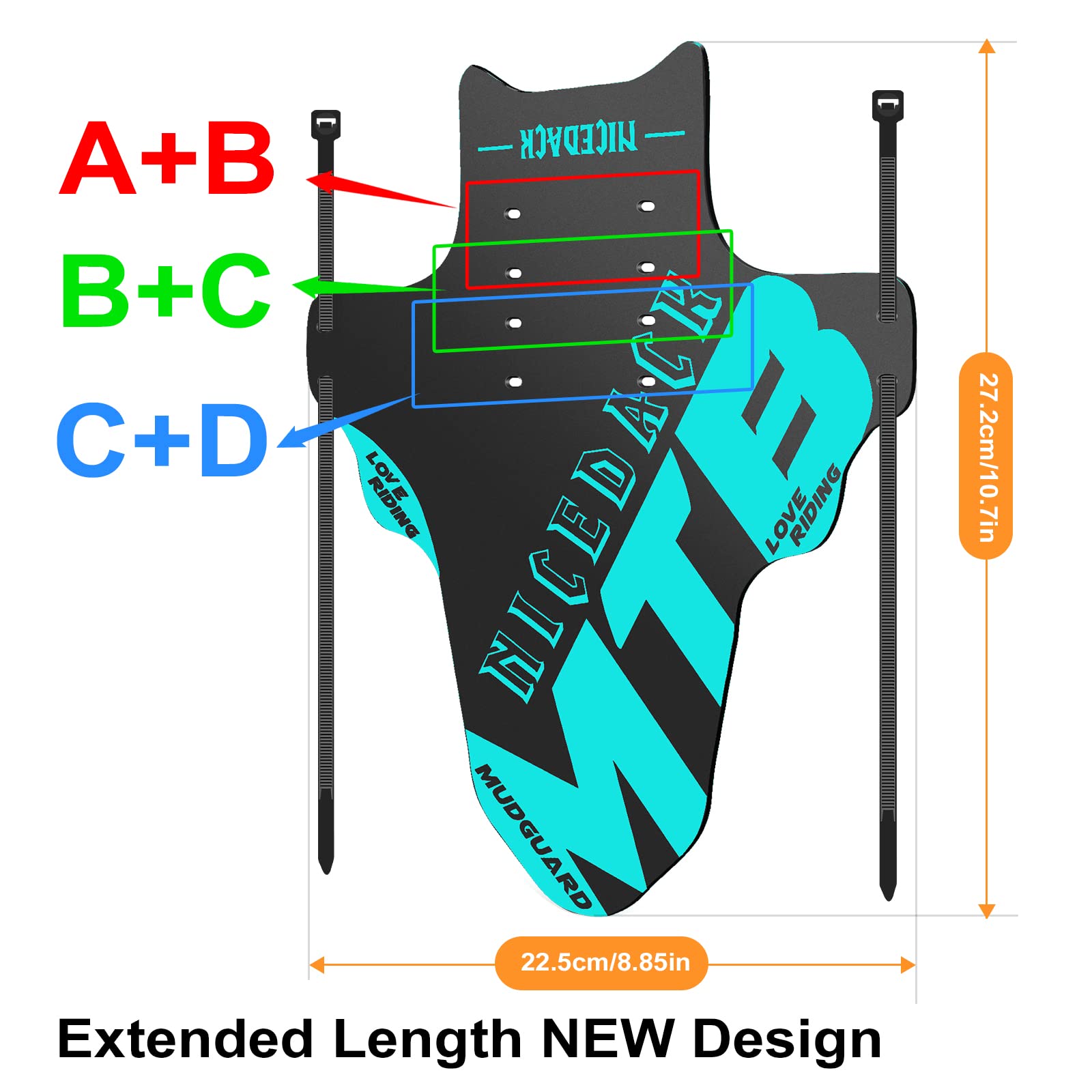 NICEDACK Mudguards Mountain Bike, 2 Pieces Mudguard Fit 20-29 Inch MTB Mudguard Front and Rear Compatible Bicycle Splash Guard