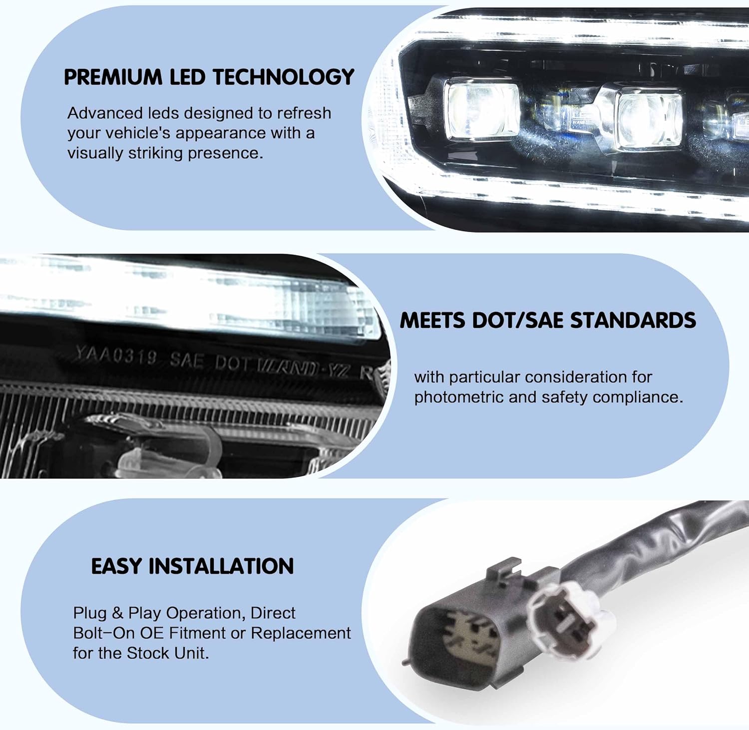 VLAND Headlight Pair Suitable for Ranger T6 T7 T8 T8 XL XLT Wildtrak 2015-2021 with Sequential Indicators (Clear) LHD