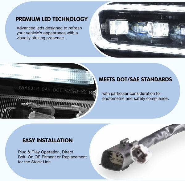 VLAND Headlight Pair Suitable for Ranger T6 T7 T8 T8 XL XLT Wildtrak 2015-2021 with Sequential Indicators (Clear) LHD