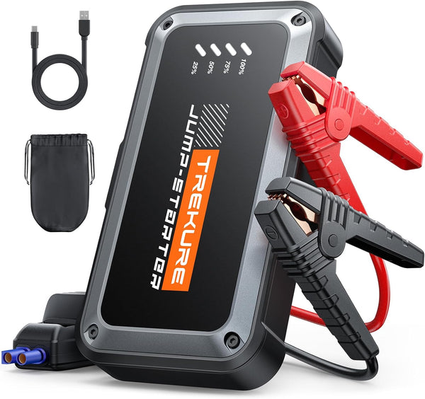 TREKURE 4000A Jump Starter Power Pack, 12V Car Battery Booster Jump Starter (up to 9.0L Gas or 8.5L Diesel Engine), Car Starter Power Bank with LED Flashlight, Jump Pack with Jump Leads