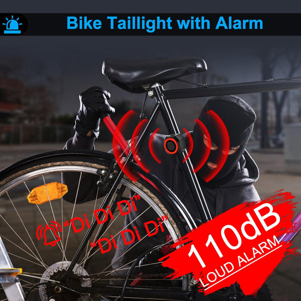 2 X Anti-Theft Bike Alarm with Remote, Waterproof Bicycle Vibration Alarm with Tail Light Brake Light for e-Bike Motorbike Electric Tricycle Scooter Motorcycle, Super Loud 110dB, 7 Level Sensitivity