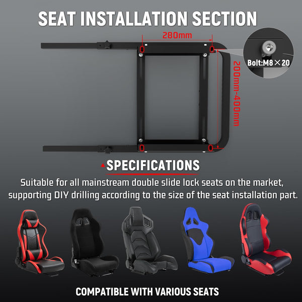 Dardoo Racing Simulator Cockpit Fits for Logitech G27 G29 G920 G923, Thrustmaster T300 T128X,Adjustable Driving Steering Wheel Stand Gaming Frame, Not Included Wheel, Pedal and Seat