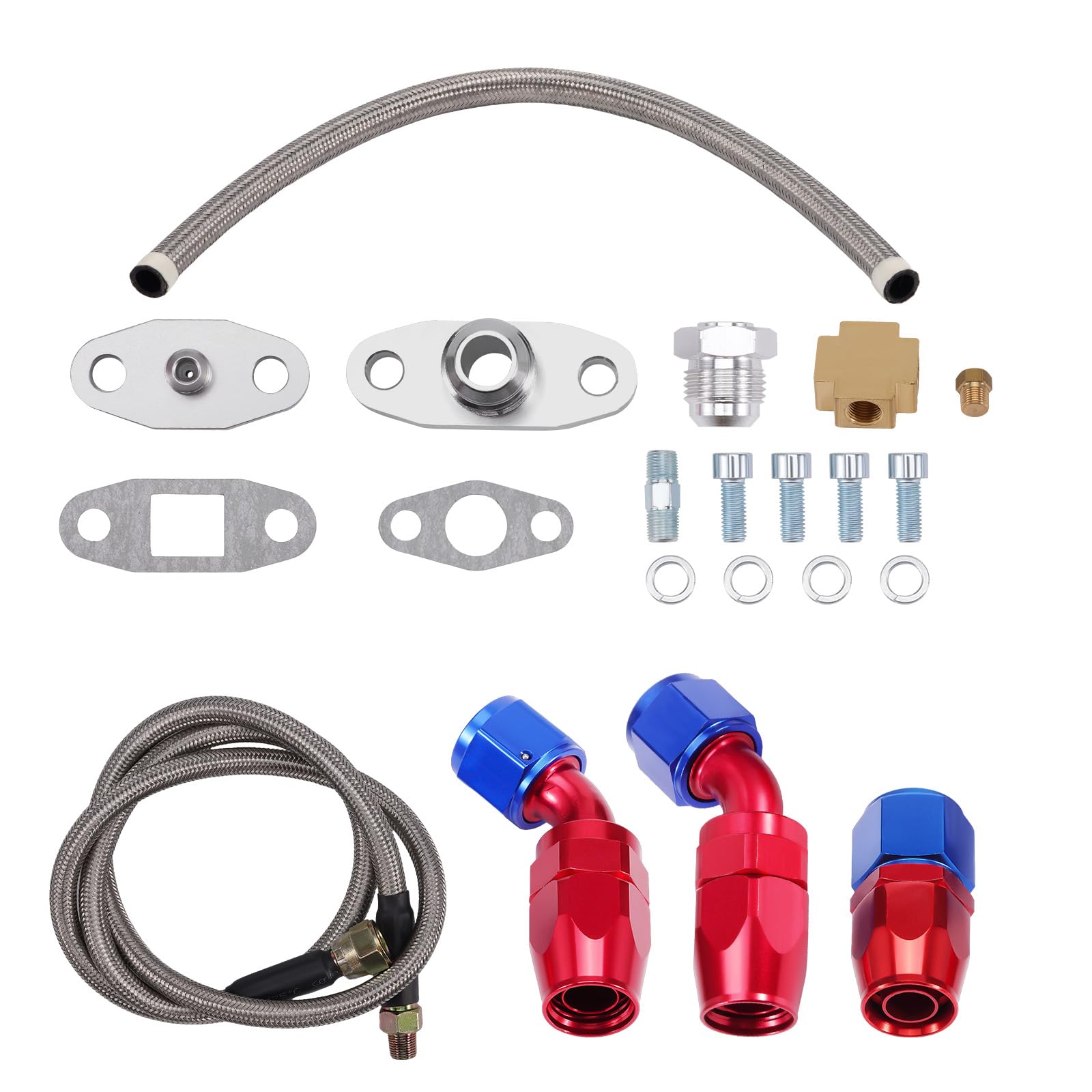 maXpeedingrods Universal Turbo Oil Line Kits Feed Line AN10 & Return Line kits T3 T4 T04E T3T4 T70 GT28