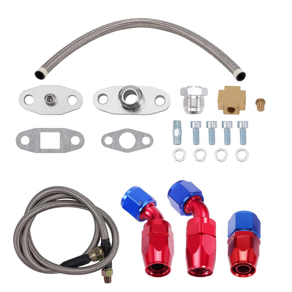 maXpeedingrods Universal Turbo Oil Line Kits Feed Line AN10 & Return Line kits T3 T4 T04E T3T4 T70 GT28