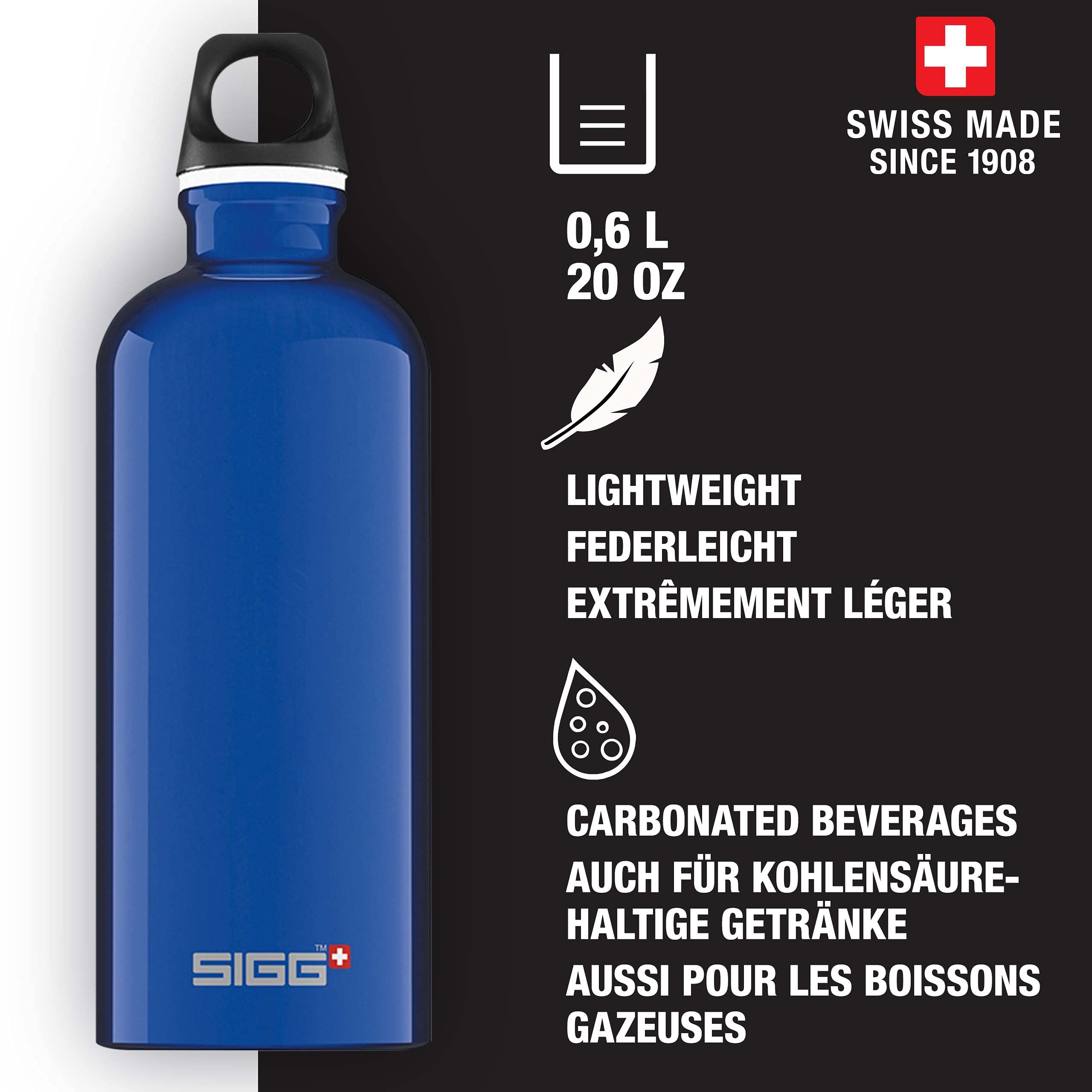 Sigg - Aluminum Water Bottle - Traveller - Climate Neutral Certified - Suitable For Carbonated Beverages - Leakproof & Lightweight - BPA Free - 0.6L / 1L/ 1.5L
