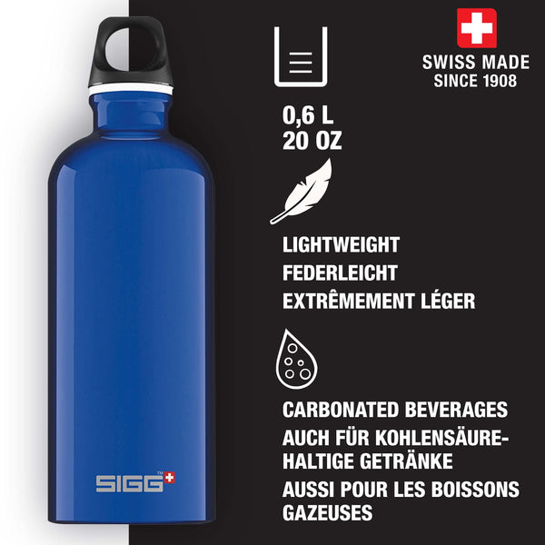 Sigg - Aluminum Water Bottle - Traveller - Climate Neutral Certified - Suitable For Carbonated Beverages - Leakproof & Lightweight - BPA Free - 0.6L / 1L/ 1.5L