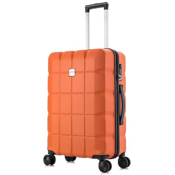 ATX Luggage Suitcase Large on 4 Dual Spinner Wheels Super Lightweight ABS Hard Shell Hold Check in with Built-in TSA Lock (Orange, 110 Liter)