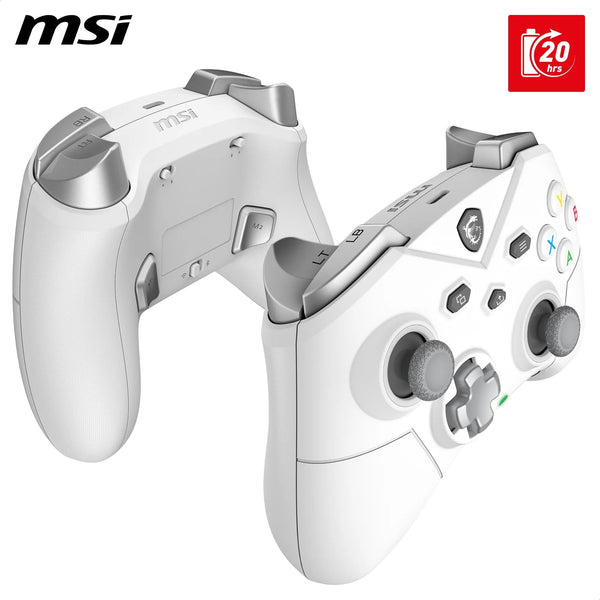 MSI FORCE GC20 V2 WHITE Wired PC Gamepad Controller - Interchangeable D-Pad Covers, Dual Vibration Motors, USB 2.0 - Wired