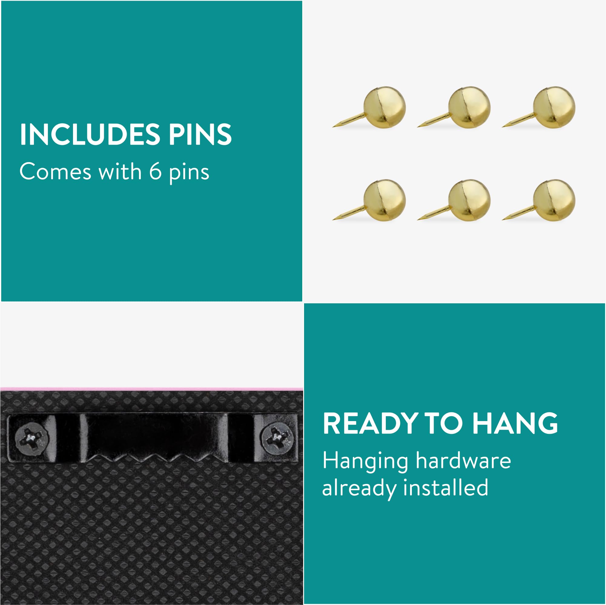 Navaris Photo Pin and Clip Board - 70 x 50cm - Velvet Board for Hanging, Pinning, Displaying Photos, Pictures for Bedroom - Contemporary Pinboard -