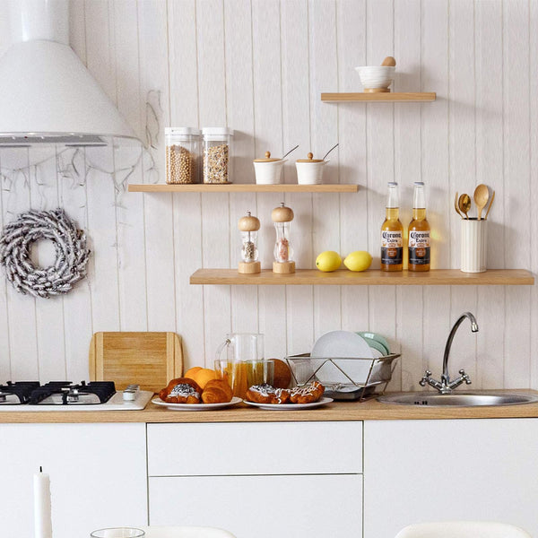 Gieanoo Floating Shelf, 70cm Solid Oak Wood Rustic Wall Shelf Wall mounted Radiator shelf Display Shelf For Living Room, Kitchen, Bedroom