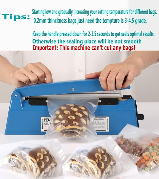 Heat Sealer Machine, Impulse Heat Sealer Machine 12inch with 8 Temperature Modes, Plastic Bag Sealer Heat Sealing Machine, Shrink Wrap Sealer Machine