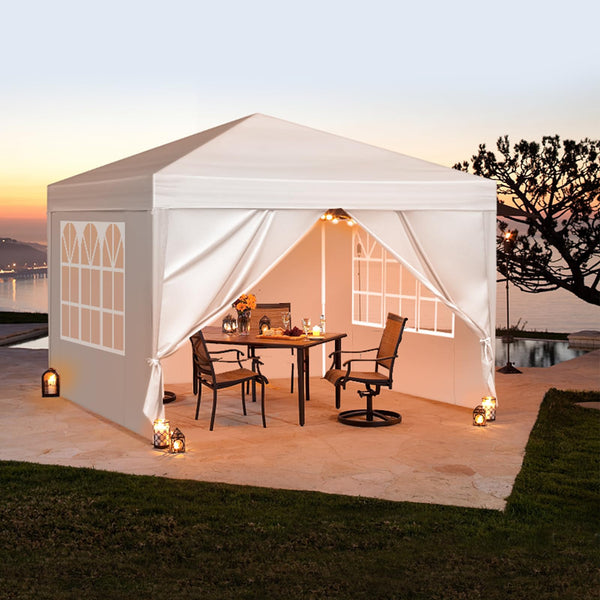 Bonnlo Pop Up Gazebo with Sides 3m x 3m, Easy Setup Instant Outdoor Canopy, Folding Garden Gazebo, Party Tent Grey