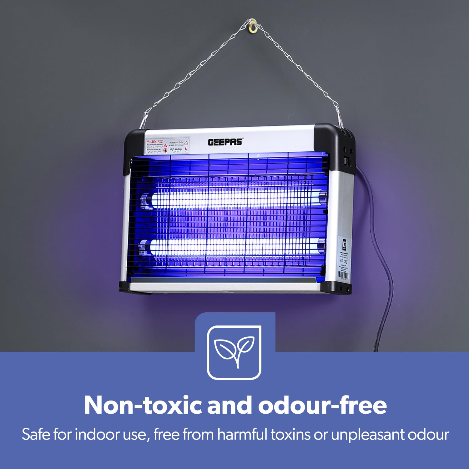 Geepas Electric Fly Killer & Bug Zapper | Powerful UV Light Indoor Insect Trap for Flies, Mosquitoes, Wasps | 50M² Coverage | Odourless & Low Noise | Plug-in Eco-Friendly Pest Control 20W