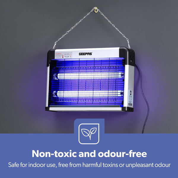 Geepas Electric Fly Killer & Bug Zapper | Powerful UV Light Indoor Insect Trap for Flies, Mosquitoes, Wasps | 50M² Coverage | Odourless & Low Noise | Plug-in Eco-Friendly Pest Control 20W