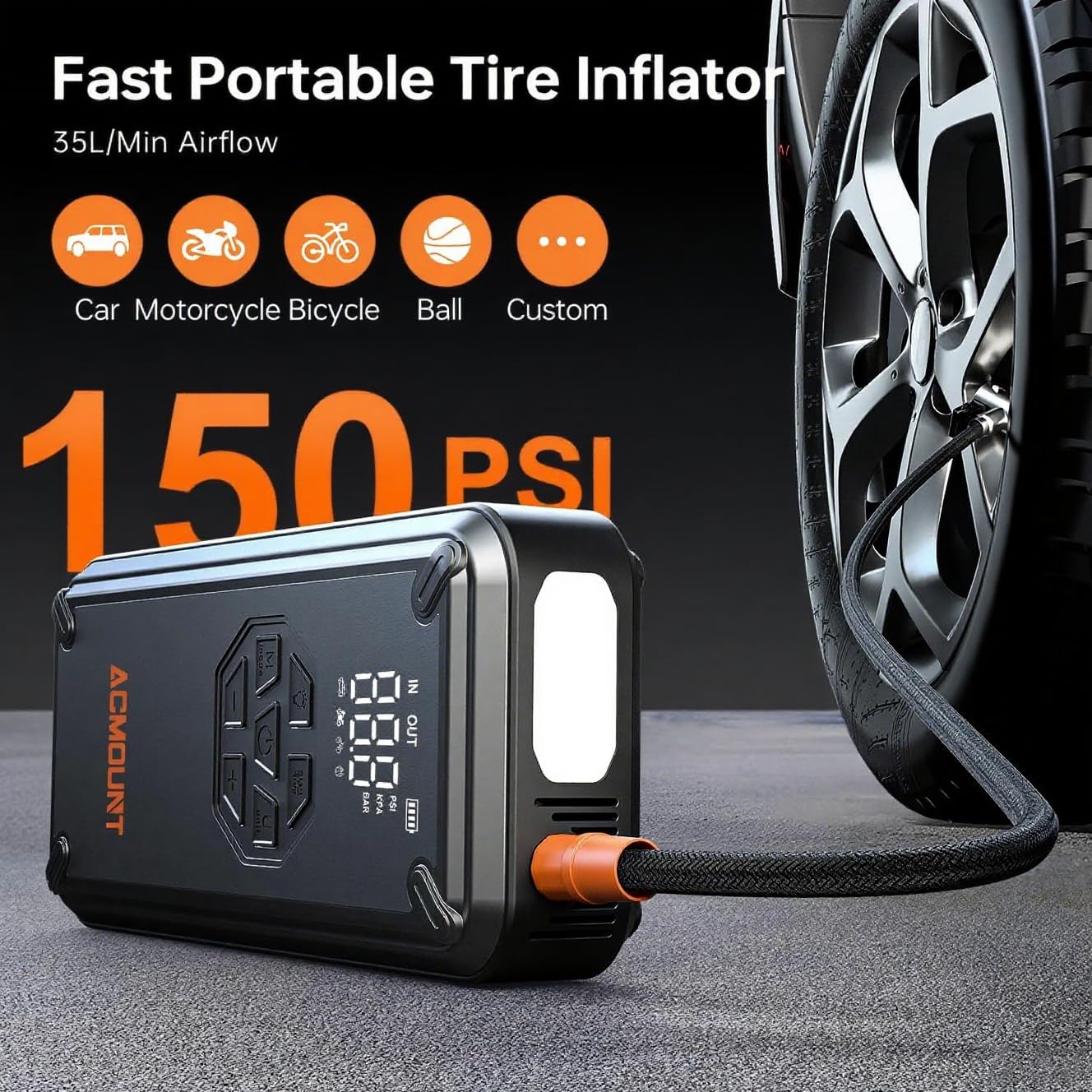 Acmount 5000A Jump Starter Power Pack, 12V Car Battery Booster Jump Starter (Up to 10L Gas and 8L Diesel Engine), Portable Power Bank Jump Pack with Jump Leads, USB QC 3.0, Emergency LED Light