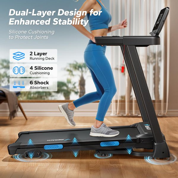 MERACH Foldable Treadmill with Incline, Treadmills for Home for Heavy People, 0.8-12 km/H Walking Pad Treadmill for Home & Office, Save Space, LED Display & Fitness App