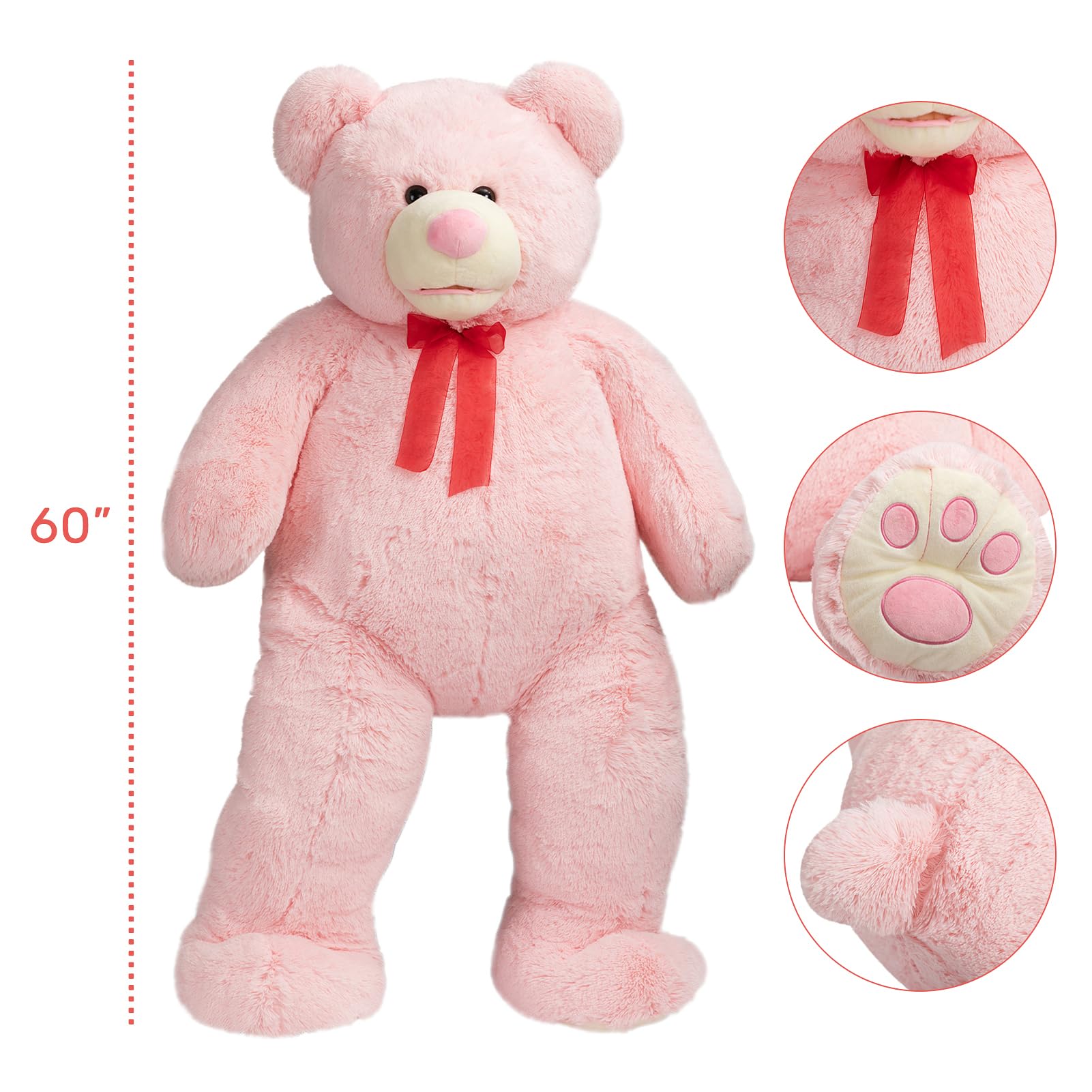 HollyHOME 150cm Giant Teddy Bear Stuffed Animal Large Soft Toys Plush Bear, Light Brown Age 3+