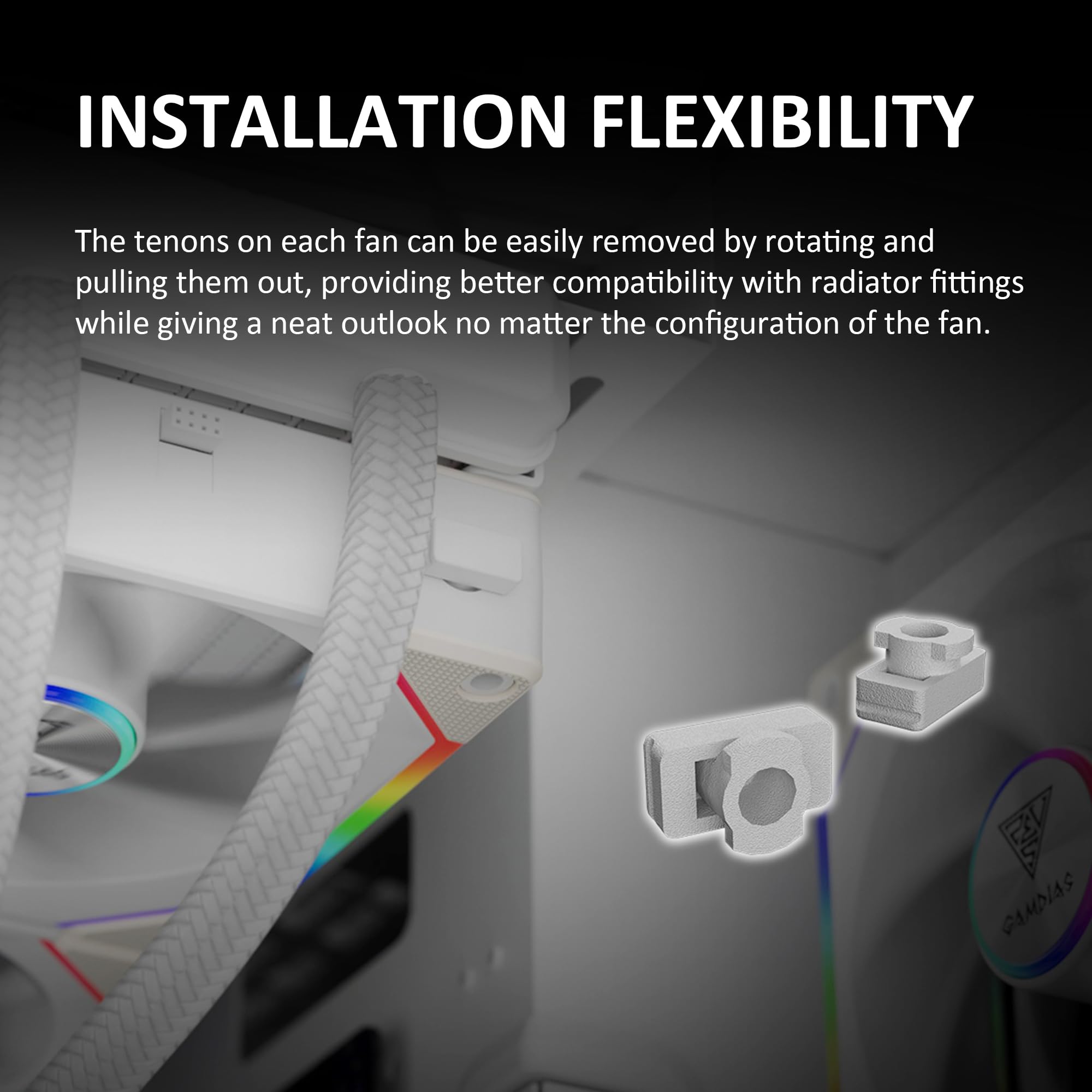 GAMDIAS 120mm ARGB PC Case Fans, Computer Case Fan, Cabless Daisy Chain Connection, Dual Infinity Mirror Lighting, Swappable Fan Blade for Reverse Airflow, Performance 30mm Thick, With Control Box