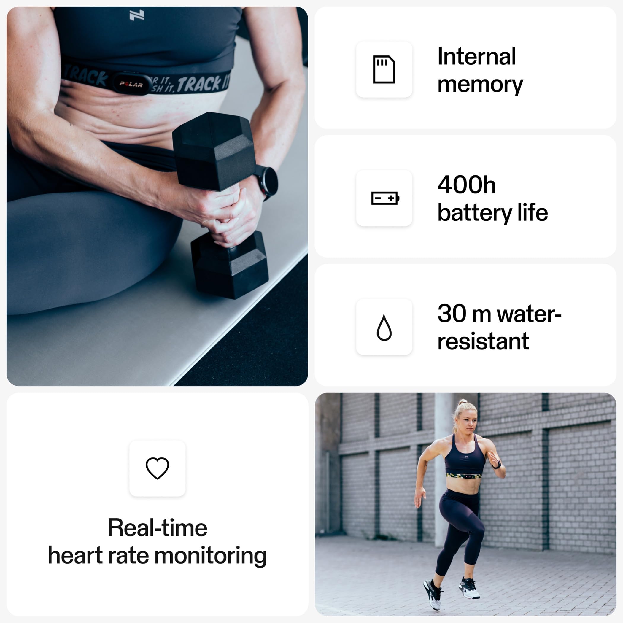 Polar H10 Heart Rate Monitor – ANT Plus, Bluetooth - Waterproof HR Sensor with Chest Strap - Built-in memory, Software updates