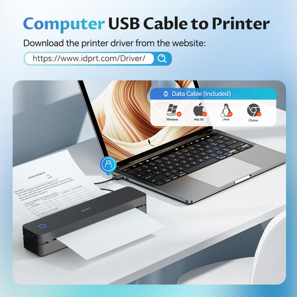 iDPRT Portable Thermal Printer,Wireless Printer for Travel Support A4&A5 Thermal Paper, Bluetooth Inkless Printers Compatible with Android and iOS Phone&Laptop,Black