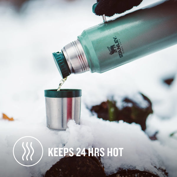 Stanley Classic Legendary Thermal Flask 1L - Keeps Hot Or Cold For 24 Hours - BPA-Free Insulated Bottle - Stainless Steel Coffee Flask - Leakproof - Dishwasher Safe - Hammertone Green