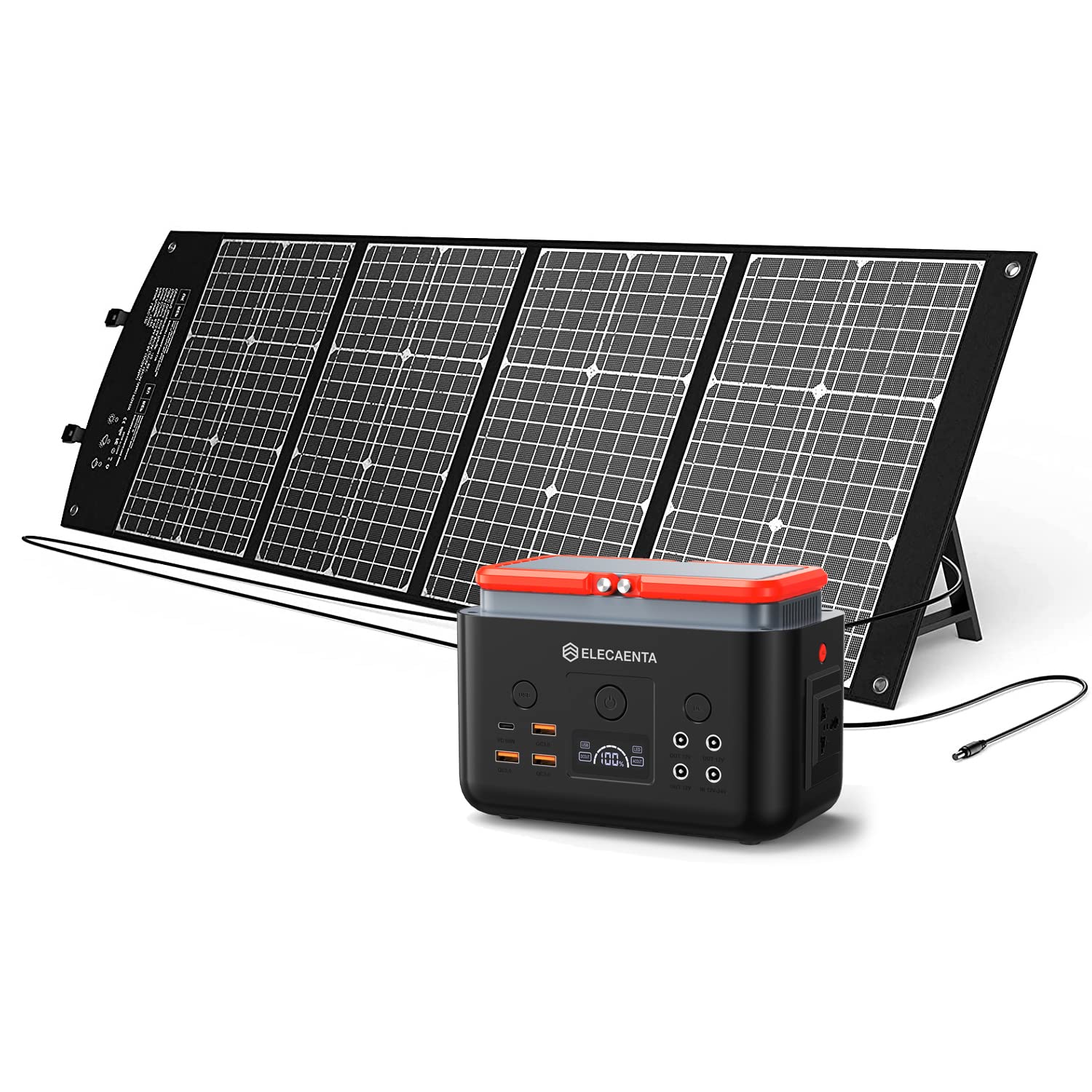 ELECAENTA Portable Power Station, 200Wh LiFePO4 Battery 6x Lifespan, AC200W (Peak 400W) Pure Sine Wave, Ultra-Light 2KG, Solar Generator for Outdoor Camping RVs Home Use