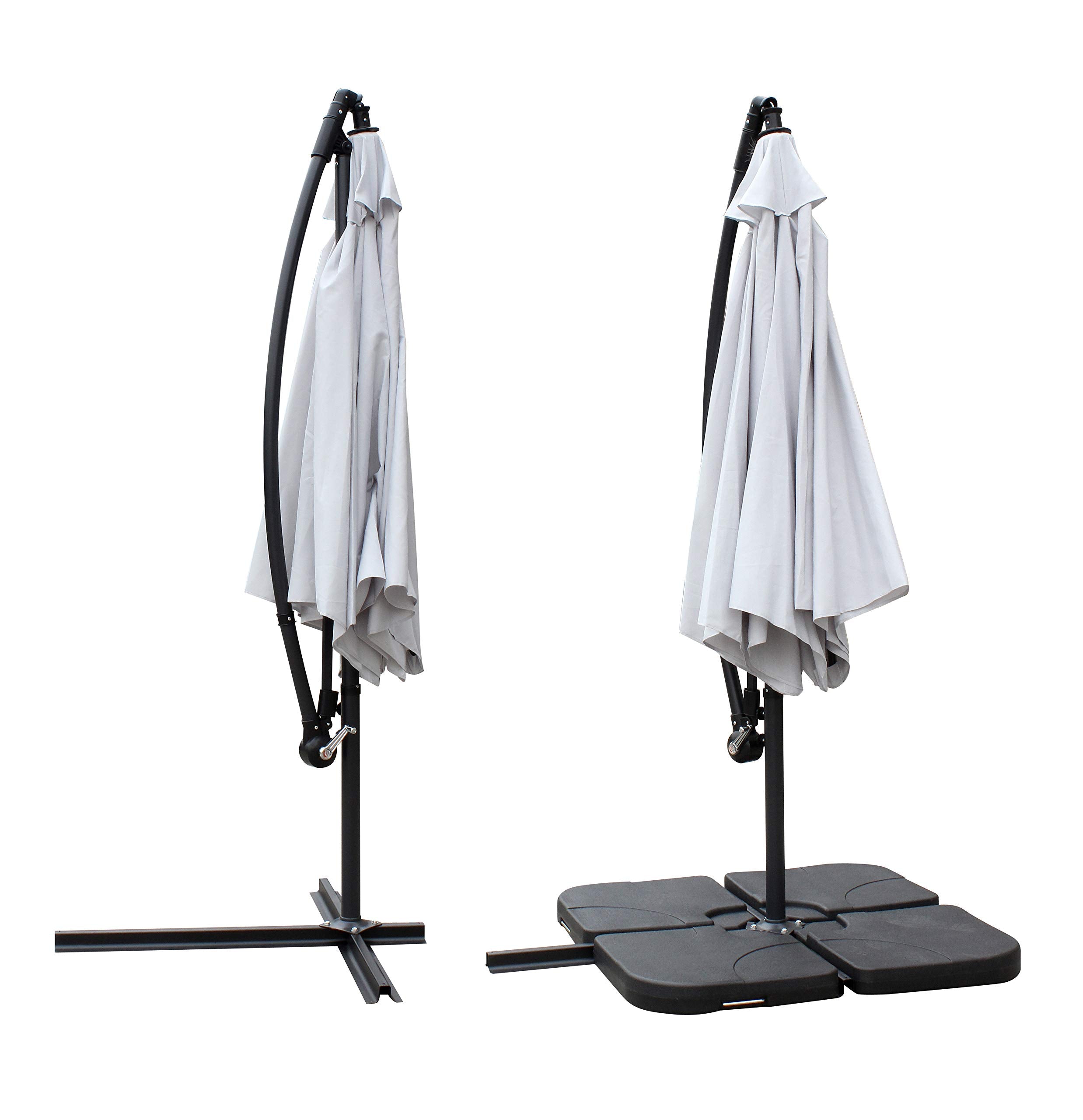 All Seasons Gazebos Ross James premium garden parasol umbrella with crank handle including base weight (Green)