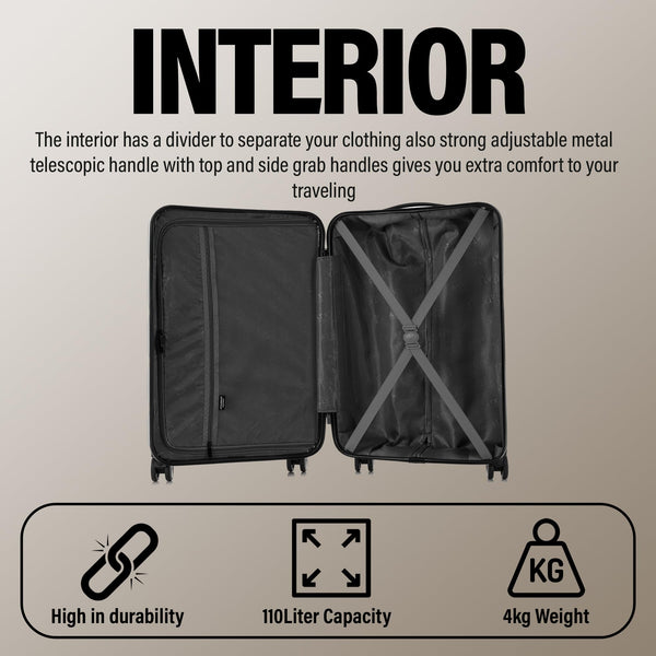 ATX Luggage Suitcase Large on 4 Dual Spinner Wheels Super Lightweight ABS Hard Shell Hold Check in with Built-in TSA Lock (Orange, 110 Liter)