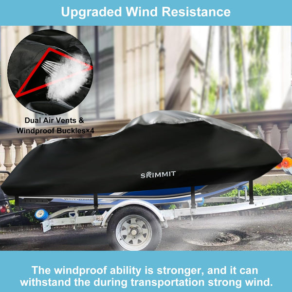 JetSki Waterproof Cover, Upgraded Heavy Duty 420D 3 Seater Jet Ski Cover with 2 Air Vent Marine Grade UV Resistant for Seadoo,Kawasaki,Waverunner