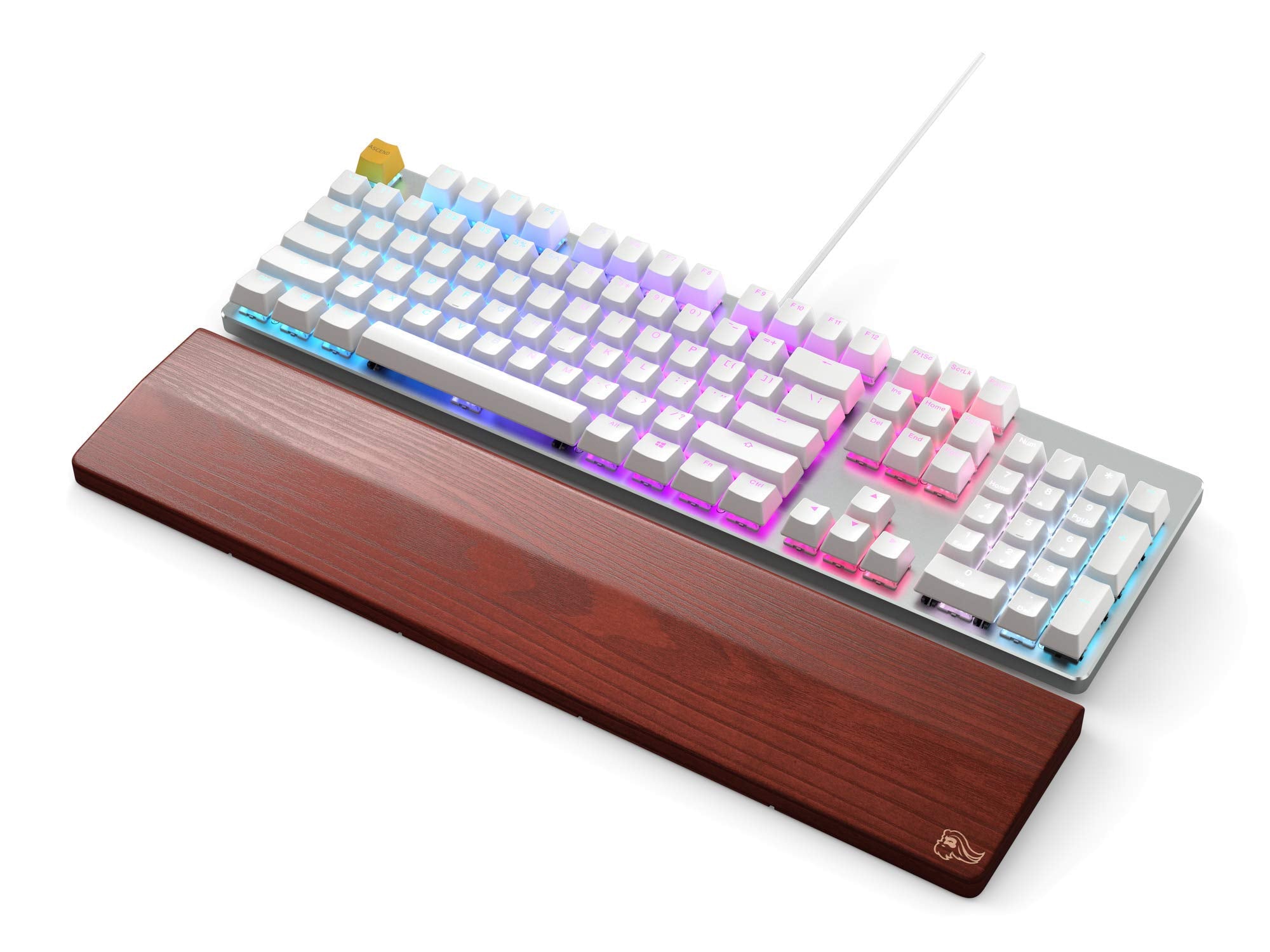 Glorious Gaming Wooden Keyboard Wrist Rest (TKL) - White Ash Wood, Medium-Coarse Grain, Smooth Surface, Sweat & Oil Resistant, Easy Clean, Anti-Slip Rubber Base, 360 x 100 x 19mm - Onyx