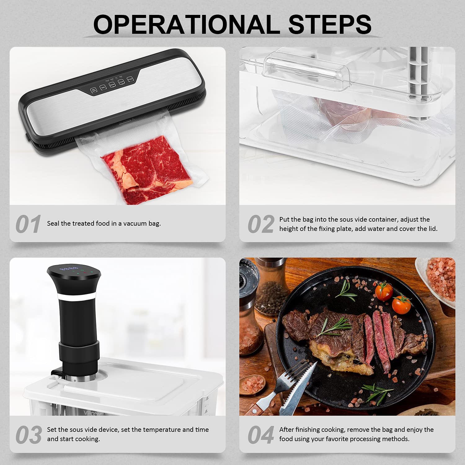 7 in 1 Sous Vide Container 12L with Lid & Rack, Large Kitchen Food Storage Container Compatible with Most Sous Vide Cookers for Kitchen Sous Vide Food