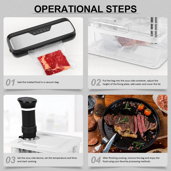 7 in 1 Sous Vide Container 12L with Lid & Rack, Large Kitchen Food Storage Container Compatible with Most Sous Vide Cookers for Kitchen Sous Vide Food