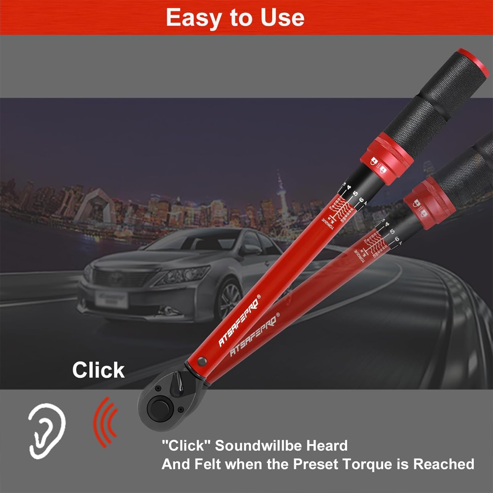 ATsafepro Torque Wrench 3/4 Inch, 100-600 Nm Torque Wrenchs, ±3% Error Accuracy with 48 Teeth Dual-Direction Adjustable for Repair of Car, Truck, Tractor