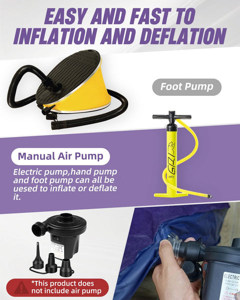 Victoper Inflatable Mattress, Quick Air Bed Blow Up Bed Single Camping Flocked Surface Coil Beam Construction Quick Inflation Air Mattress L188cm x W73cm x D22cm Max Weight 227kg