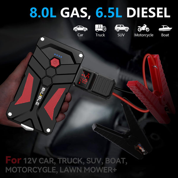 BIUBLE Jump Starter 5000A Car Battery Booster Jump Starter 12V Portable Power Pack (up to 7.0L Gas or 5.5L Diesel Engine), Car Starter Power Bank with LED Flashlight,Force Start